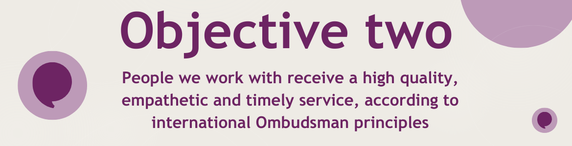 People we work with receive a high quality, empathetic and timely service, according to international Ombudsman principles