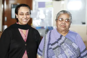 Two indian ladies looking into camera