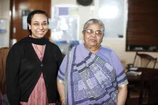 Two indian ladies looking into camera