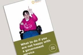 Cover with title for the easy read tips leaflet and an image of a person in a wheelchair